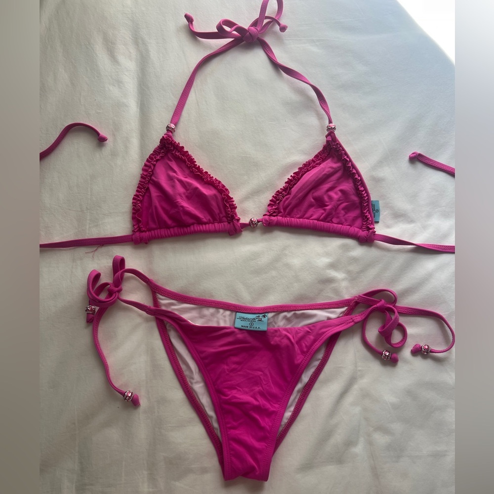 Letarte Pink Beaded String Bikini